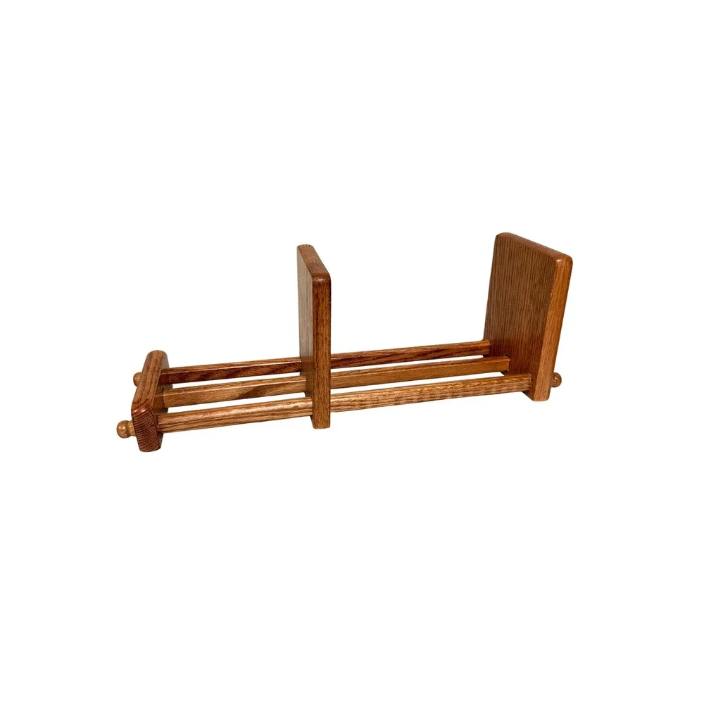 Desktop Bookcase Organizer Honey Tone Wood Adjustable Divider Wooden Book Holder